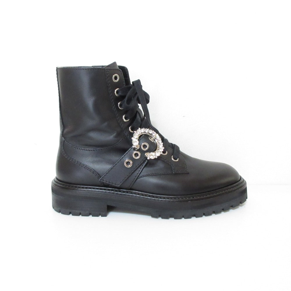 ジミーチュウ CORA FLAT CRYSTAL コンバットブーツ