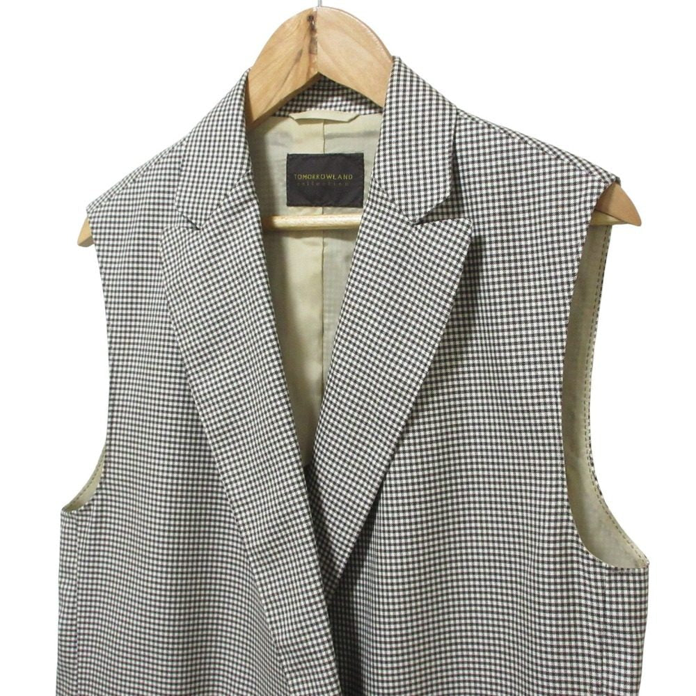 トゥモローランドコレクション シルキーギンガムチェックダブルブレストジレ