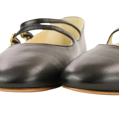 セリーヌ Double Strap Ballerina レザーフラットシューズ