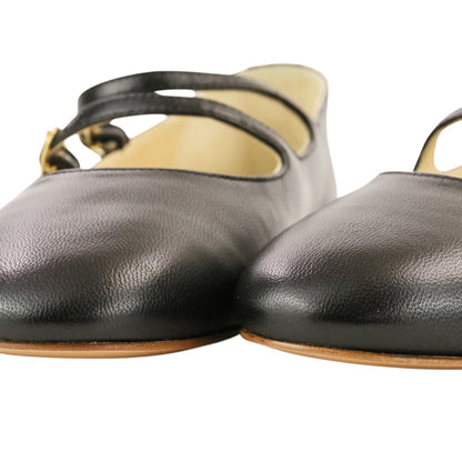 セリーヌ Double Strap Ballerina レザーフラットシューズ