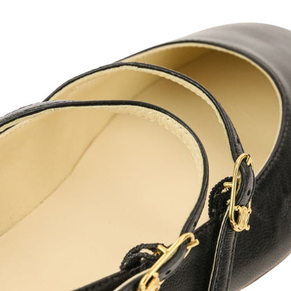 セリーヌ Double Strap Ballerina レザーフラットシューズ
