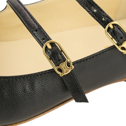 セリーヌ Double Strap Ballerina レザーフラットシューズ