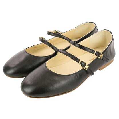 セリーヌ Double Strap Ballerina レザーフラットシューズ