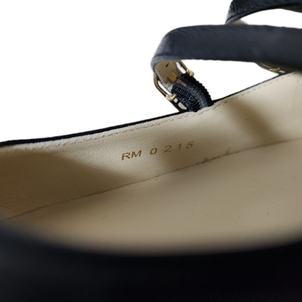 セリーヌ Double Strap Ballerina レザーフラットシューズ