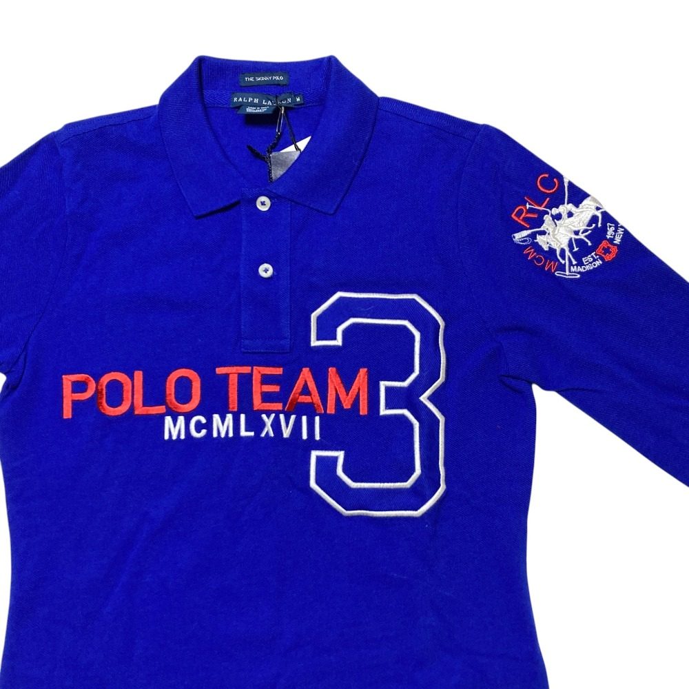 ラルフローレン POLO TEAM刺繍鹿の子長袖ポロシャツ
