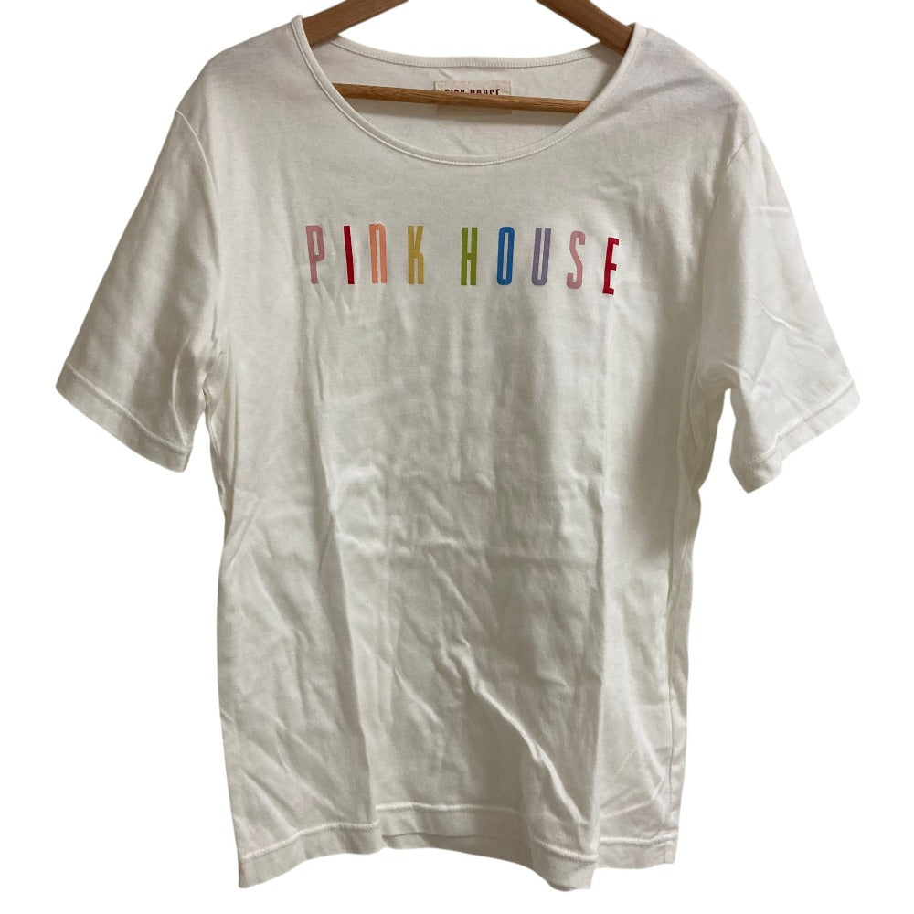 ピンクハウス マルチカラーロゴプリントコットンTシャツ
