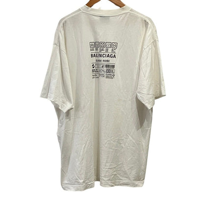 バレンシアガ ケアラベルプリント コットンオーバーサイズTシャツ