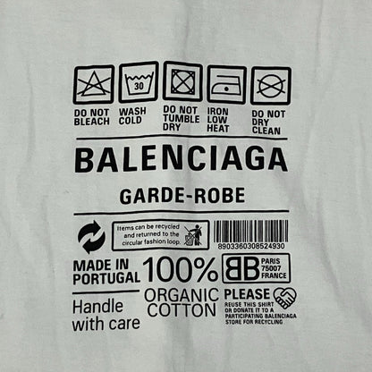 バレンシアガ ケアラベルプリント コットンオーバーサイズTシャツ