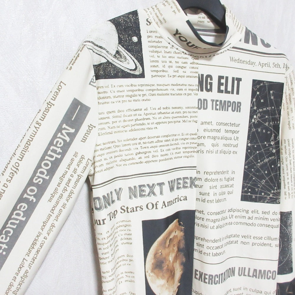 アメリヴィンテージ UND SPACE NEWSPAPER PRINT コットントップス