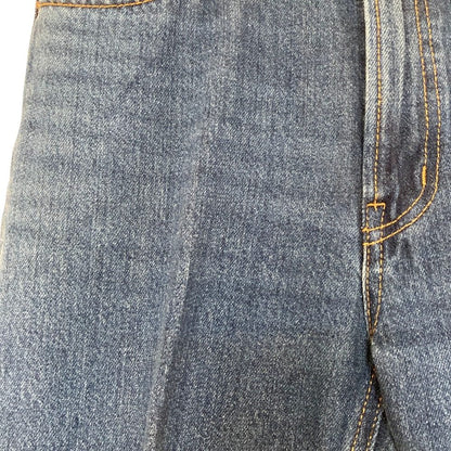 ミラオーウェン センタープレス裾段差デニムパンツ