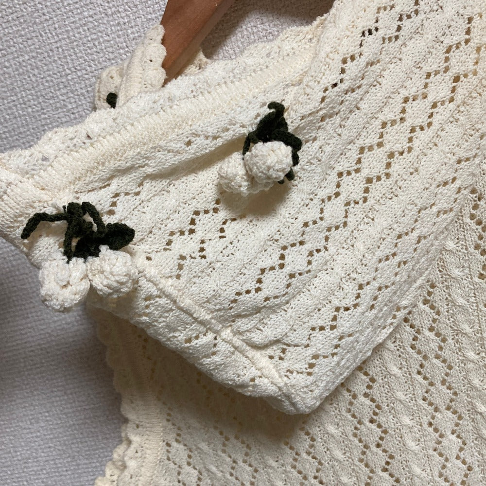 ピンクハウス クロシェフーディーノースリーブカーディガン