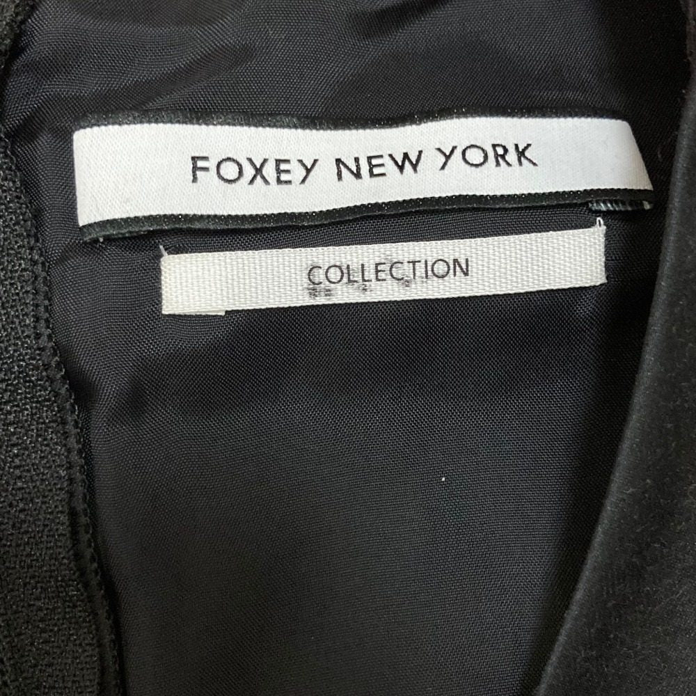 フォクシーニューヨーク シルクプリント切替プリーツカシュクールワンピース