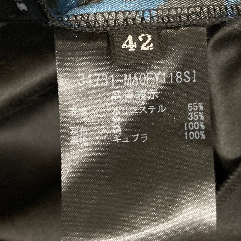 フォクシーニューヨーク シルクプリント切替プリーツカシュクールワンピース
