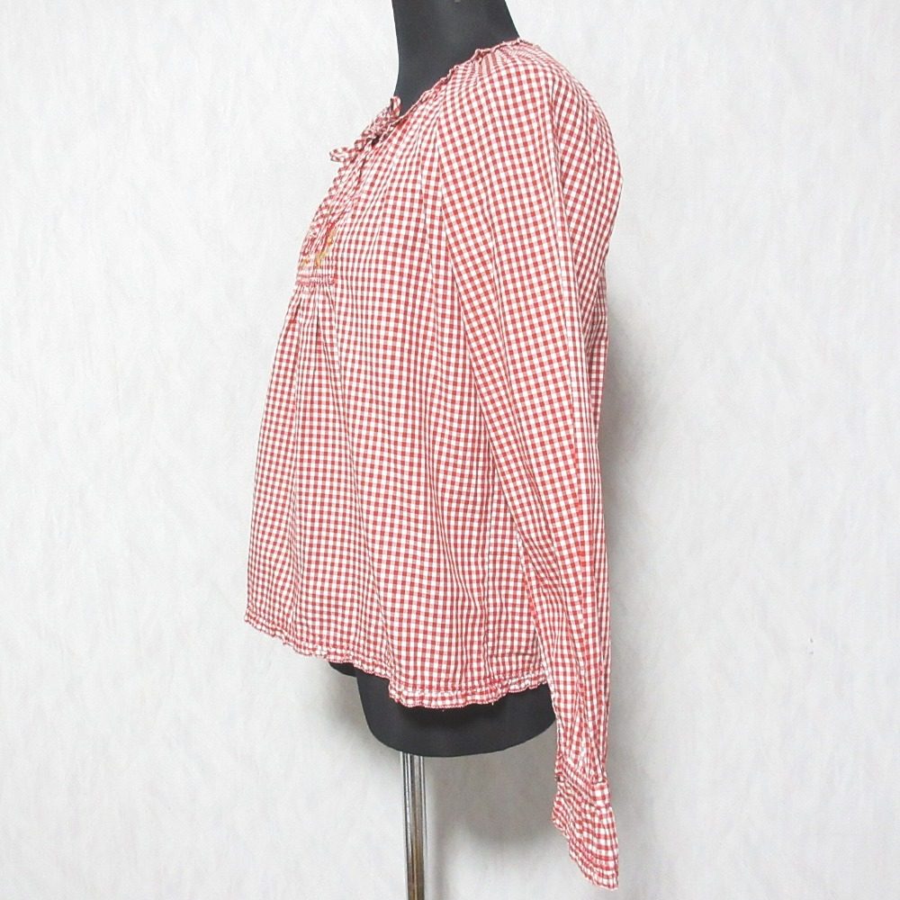 ピンクハウス チロリアン刺繍ギンガムチェックブラウス