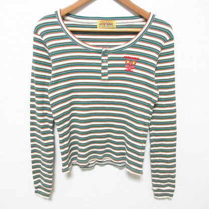 ヒステリックグラマー 刺繍ヘンリーネックチビTシャツ