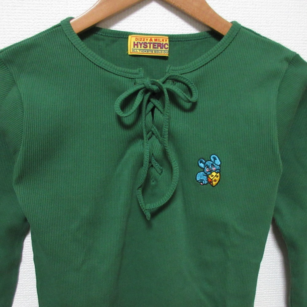 ヒステリックグラマー レースアップMOUSE刺繍チビTシャツ
