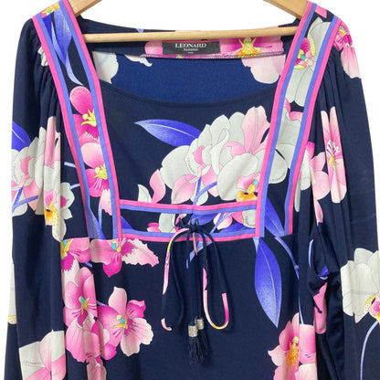 レオナールファッション フラワープリントカンカンチュニックブラウス