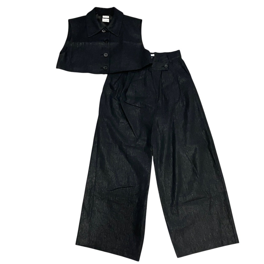 コラム PERMANENT クロップドジレ ワイドパンツ セットアップ
