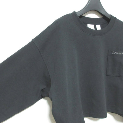 カルバンクライン Logo Cotton Jersey クロップドロングスリーブTシャツ