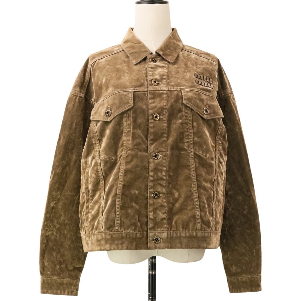 ミュウミュウ フロック加工シャンブレー ジャケット