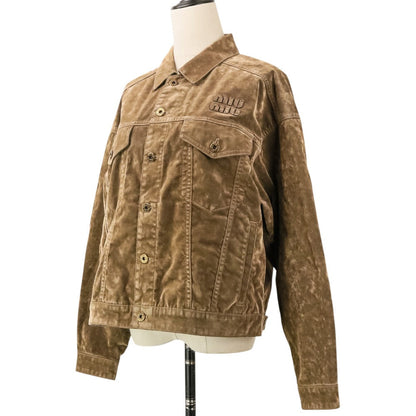 ミュウミュウ フロック加工シャンブレー ジャケット