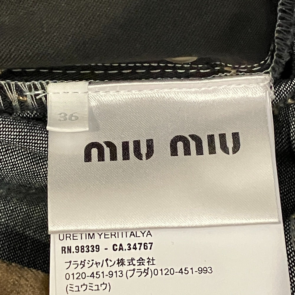 ミュウミュウ フロック加工ワイドレッグシャンブレーパンツ