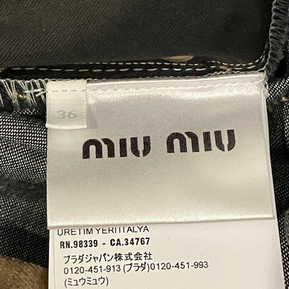 ミュウミュウ フロック加工ワイドレッグシャンブレーパンツ