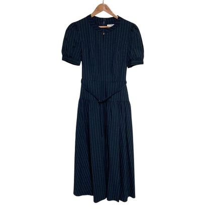 ハーリップトゥ Pin-Striped Belted Flared ドレス