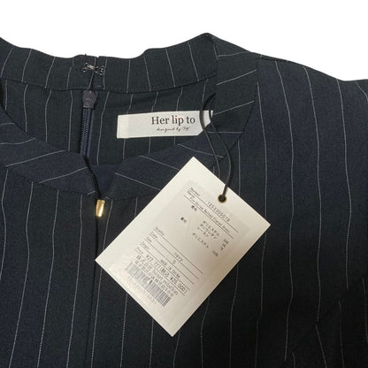 ハーリップトゥ Pin-Striped Belted Flared ドレス