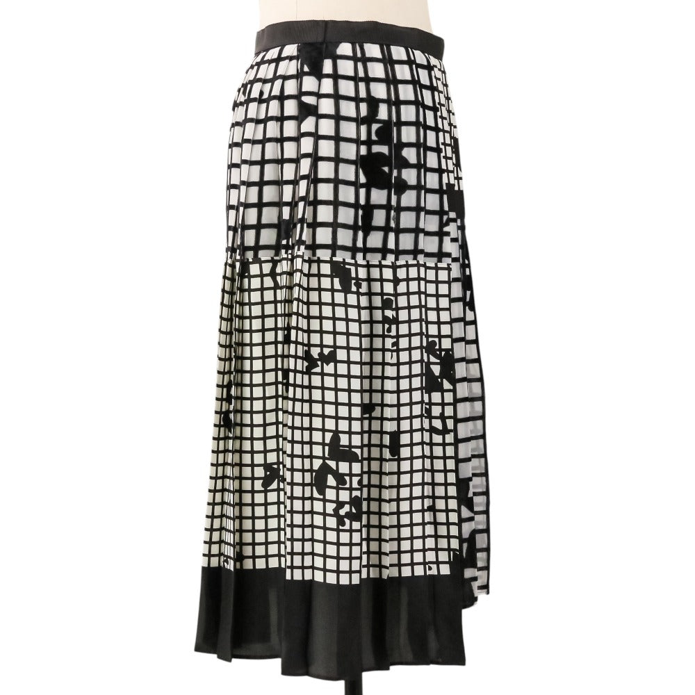 サカイ ハート柄チェックロングプリーツスカート