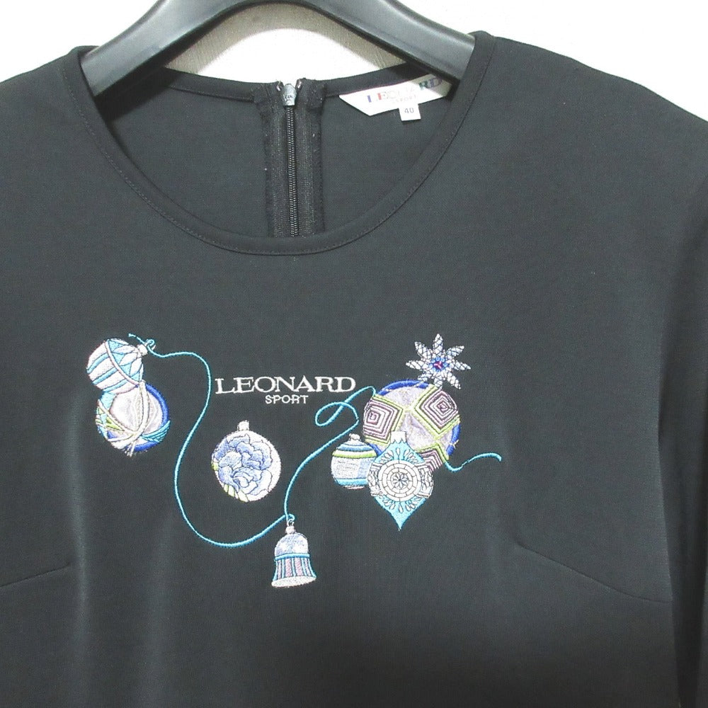 レオナールスポーツ 刺繍フラワープリント長袖カットソー