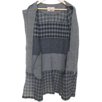 オレボレブラ チェック ロングスリーブ ひざ丈 ノーカラー シャツワンピース