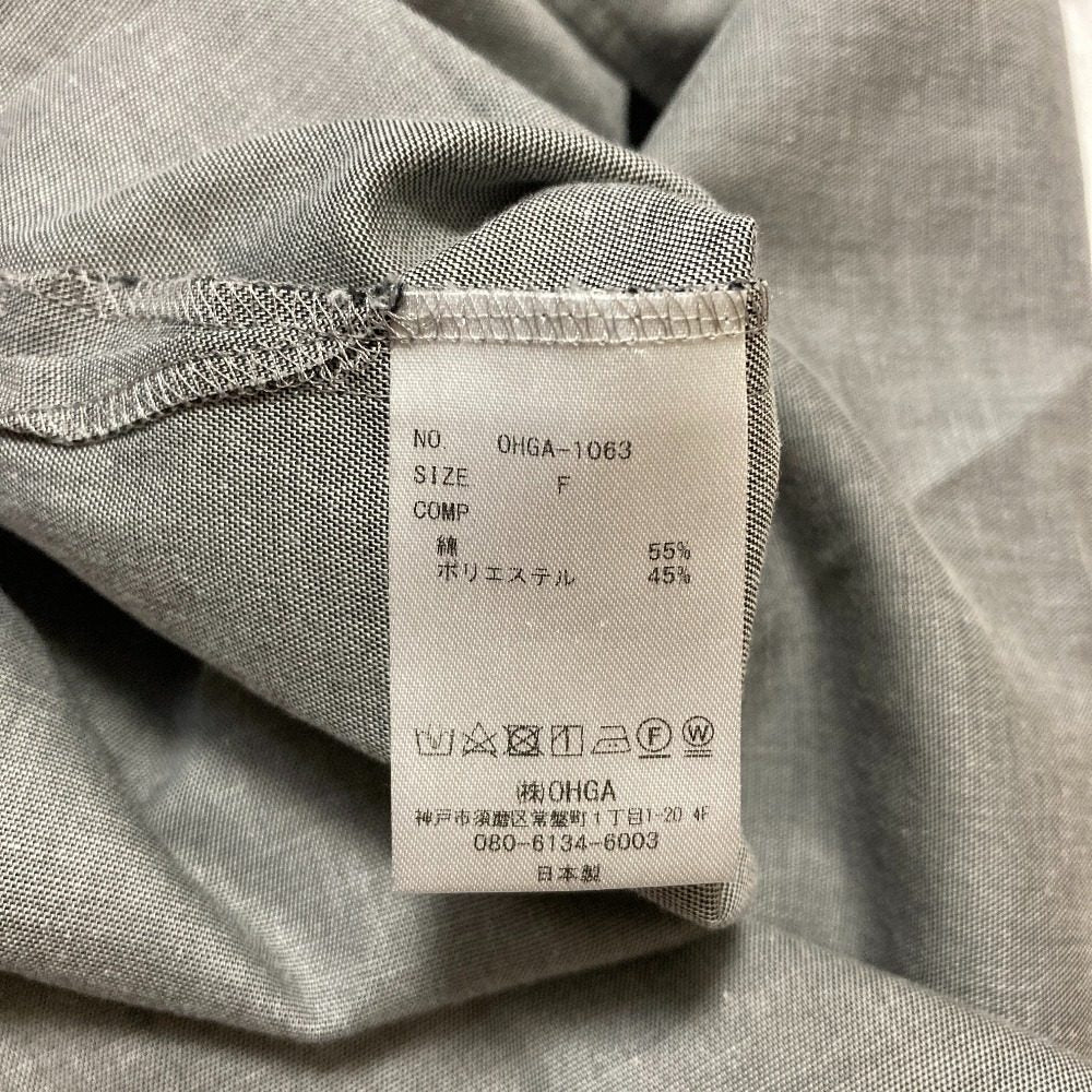 オーガ RUCHE ロングスリーブノーカラーシャツ