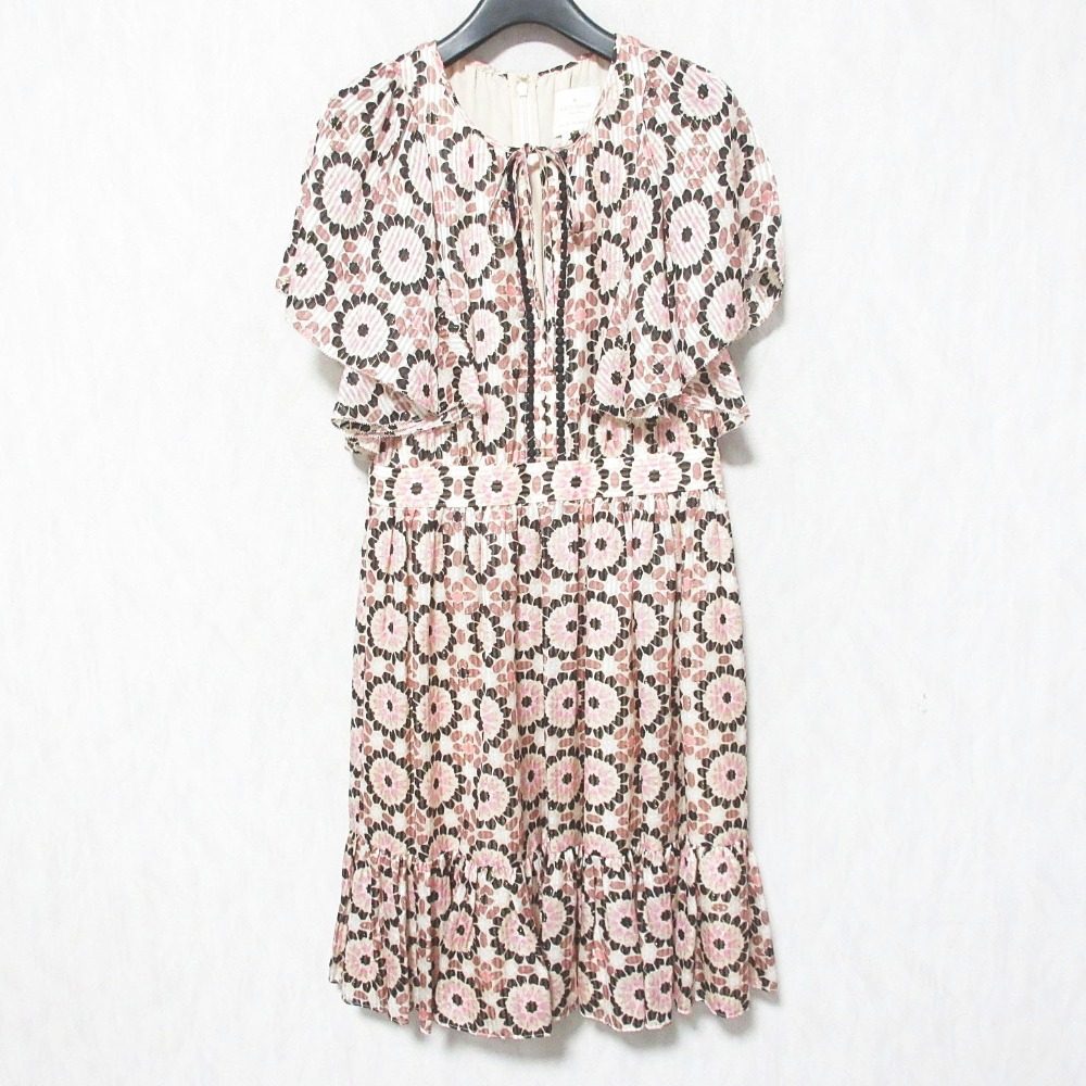 ケイトスペードニューヨーク Floral Mosaic Flutter Dres シルクワンピース
