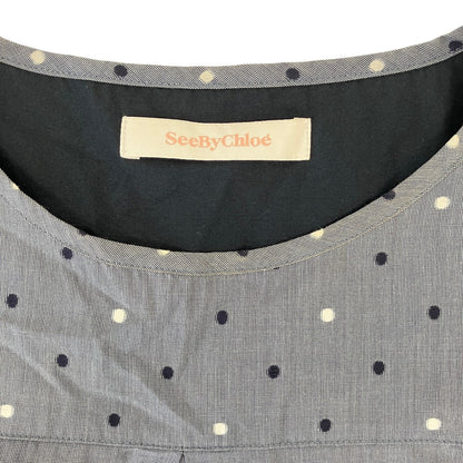 シーバイクロエ 刺繍シフォン長袖ブラウス