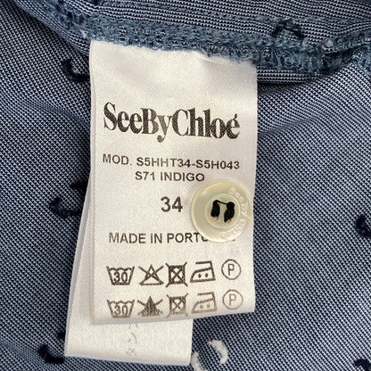 シーバイクロエ 刺繍シフォン長袖ブラウス