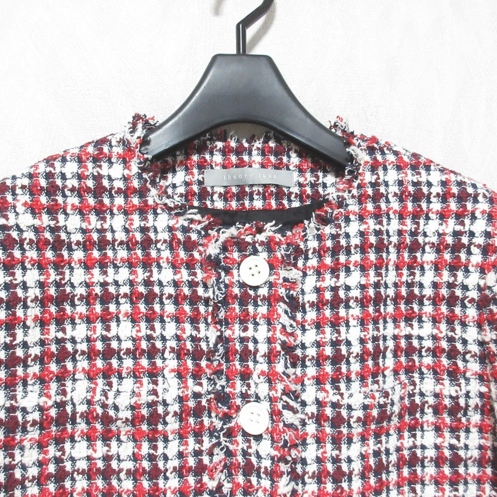 セオリーリュクス GARNET TWEED ノーカラーツイードジャケット