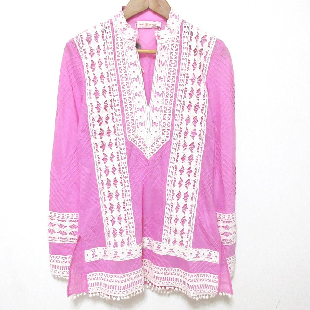 トリーバーチ RACHEL TUNIC レースコンビ コットンシャツ