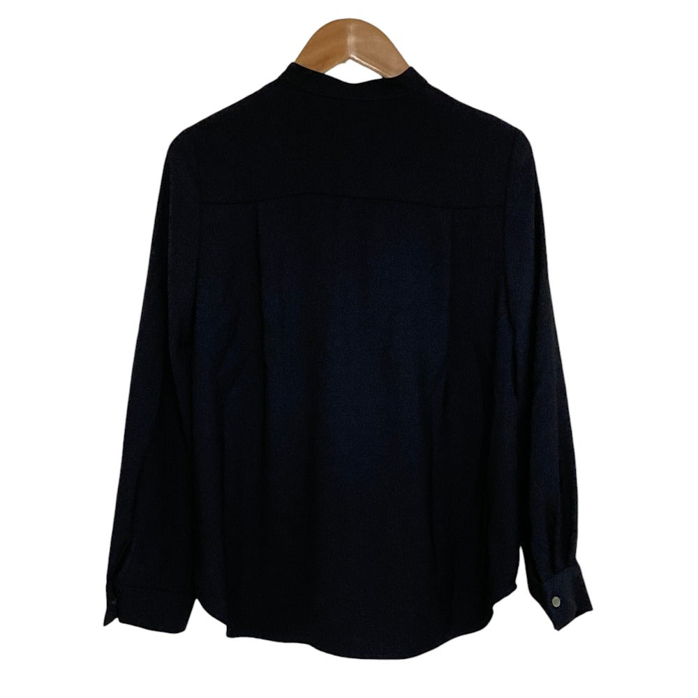セオリーリュクス MARVINE LILEN STR シルクロングスリーブバンドカラーブラウス
