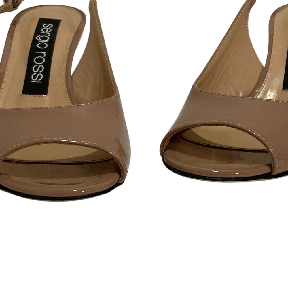 セルジオロッシ SR LUCY パテントオープントゥスリングバックパンプス