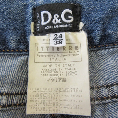 ドルチェ＆ガッバーナ ラインストーンロゴ デニムクロップドパンツ
