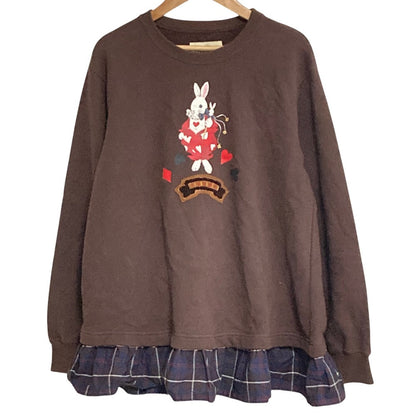 ピンクハウス ラビットプリントチェックペプラムスウェット
