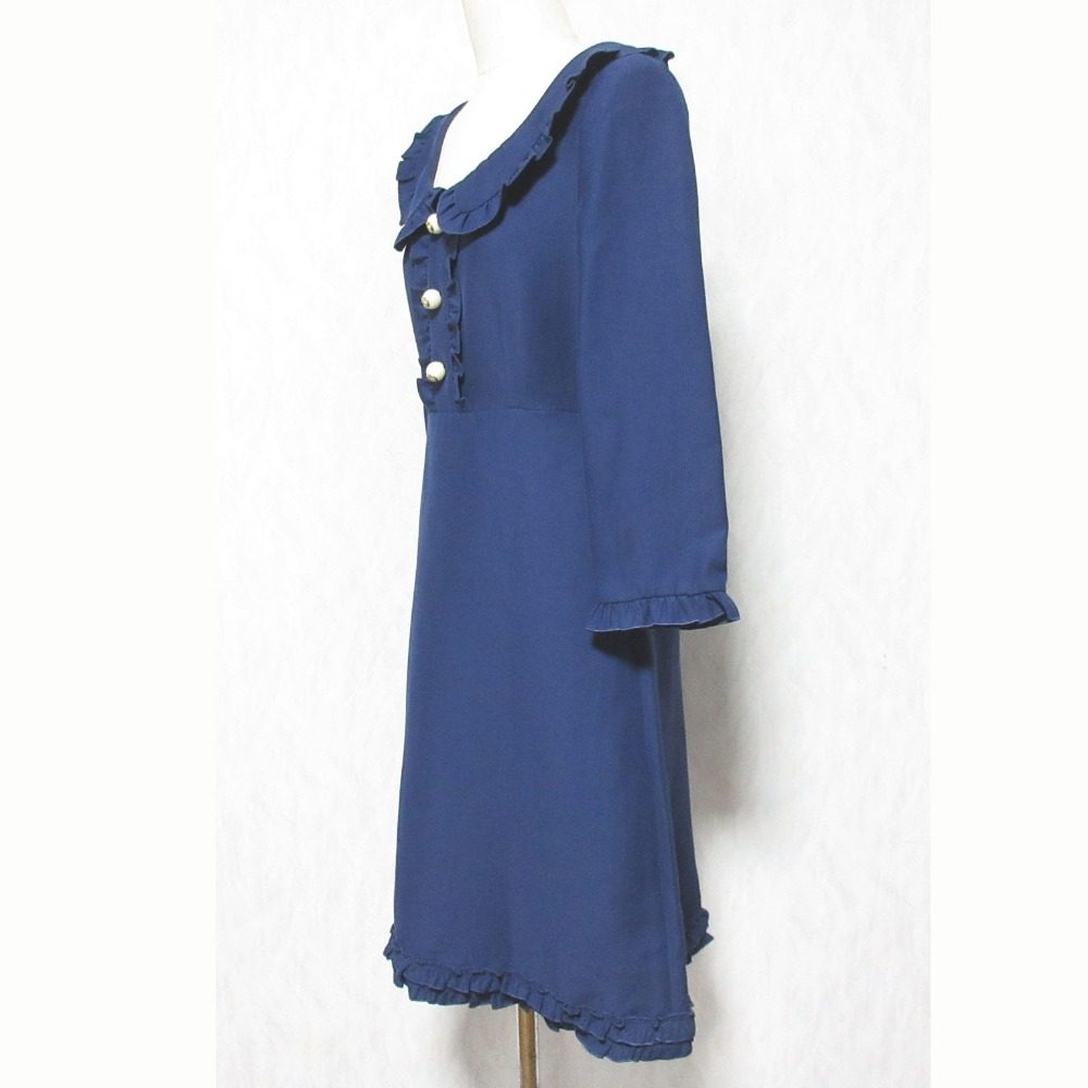 グッチ シルクコットンフリルカラーワンピース