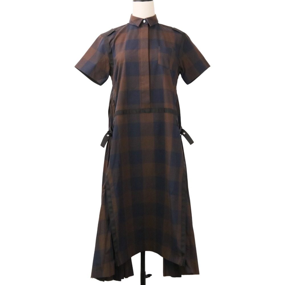 サカイ コットンチェックロングシャツワンピース