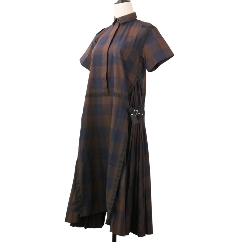 サカイ コットンチェックロングシャツワンピース