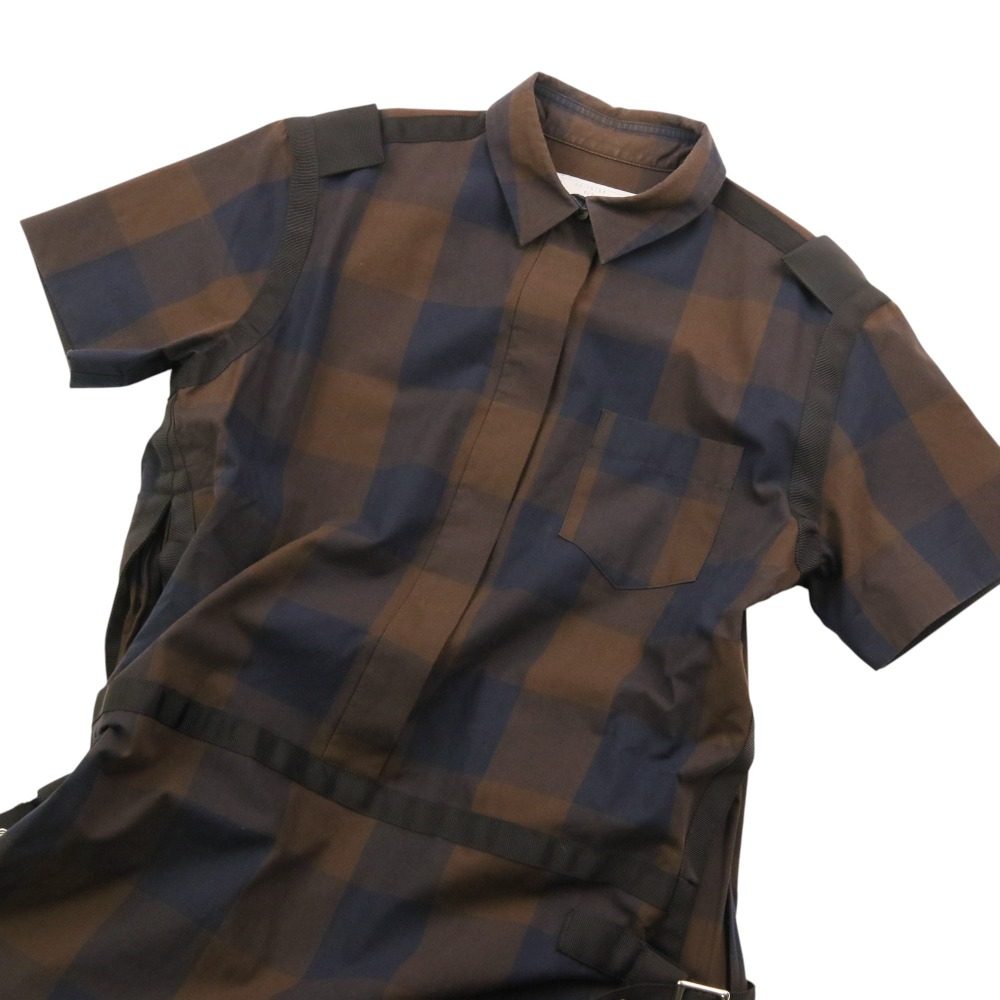 サカイ コットンチェックロングシャツワンピース