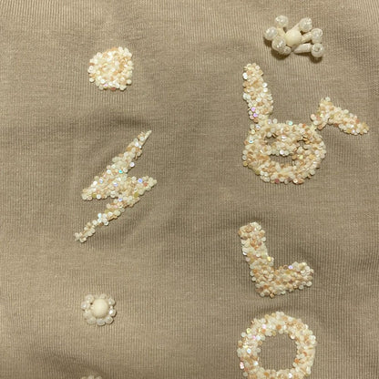 オレボレブラアルベロベロ ビーズ刺繍Vネック七分袖カットソー