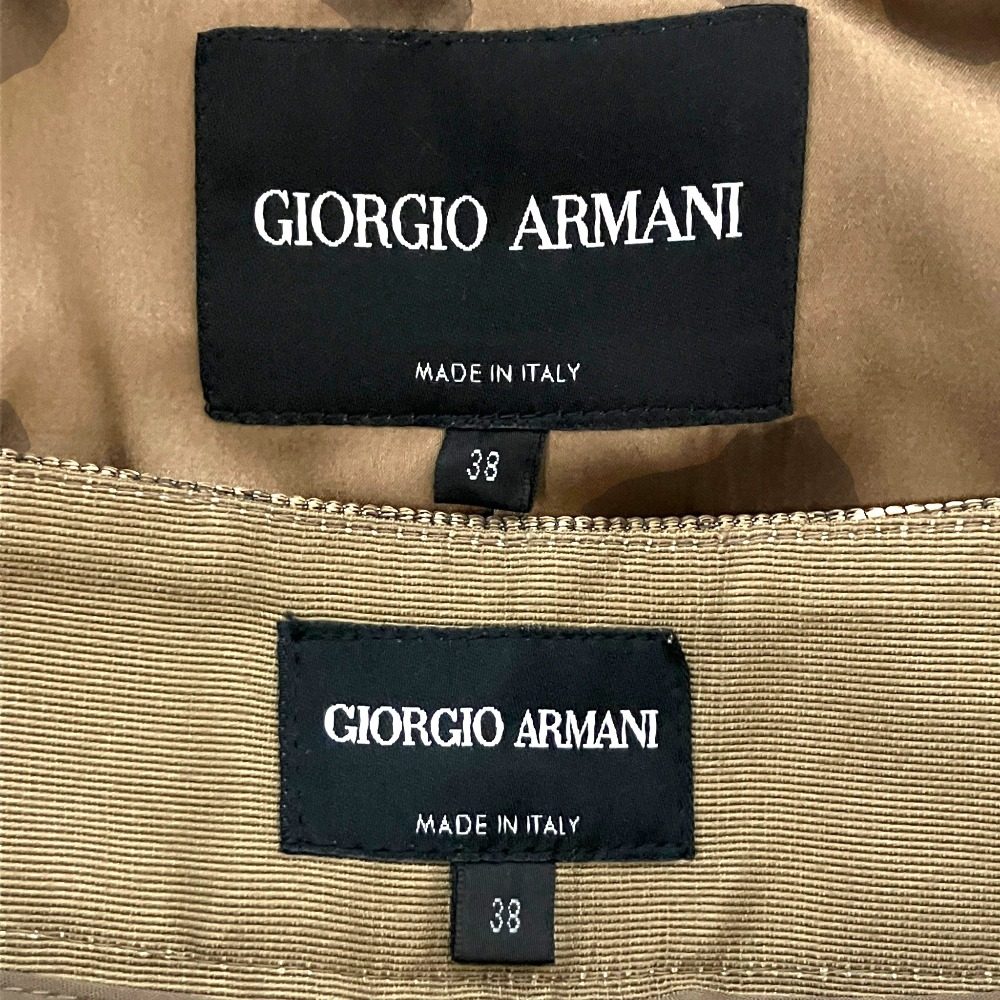 ジョルジオアルマーニ チェックダブルブレストジャケットクロップドスラックスセットアップ