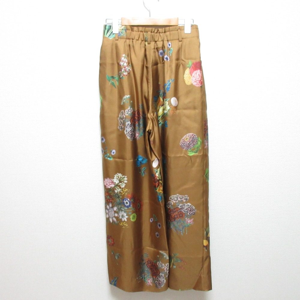 キャバン シルクBOUQUETプリントワイドパンツ