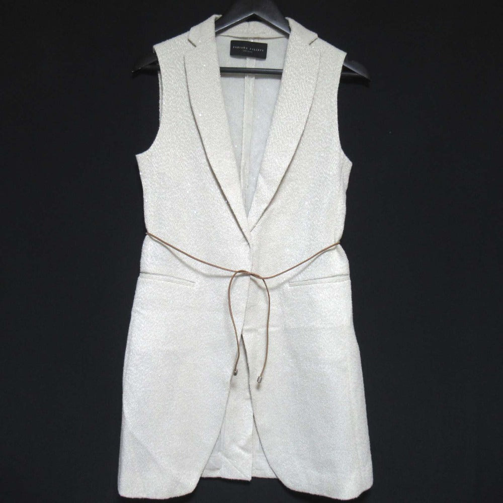 ファビアナフィリッピ スパンコール ロング ジレ ベスト ウール